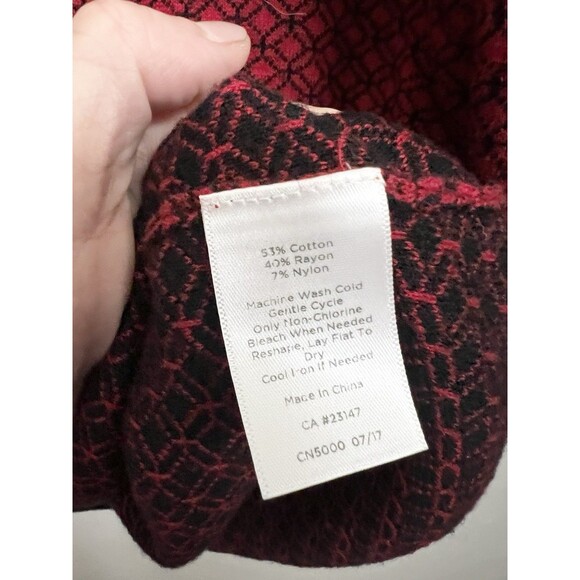 Talbots Size XP XLP Top Knit sweater Shirt 3/4 Sleeve Loose Turtleneck Red Black - Picture 3 of 8